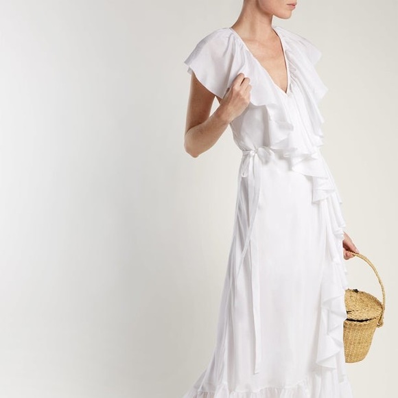 white ruffle maxi dress